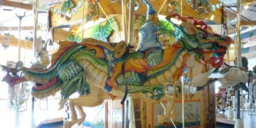 Share a dragon with a wizard at the lark toy store carousel