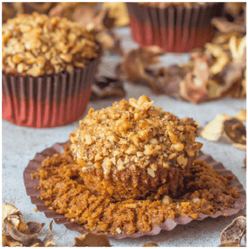 Muffin case removed from the mini cake