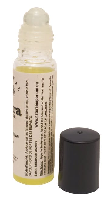Image shows the headache roll on with the lid removed.