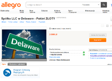 Spółka z Delaware także na Allegro