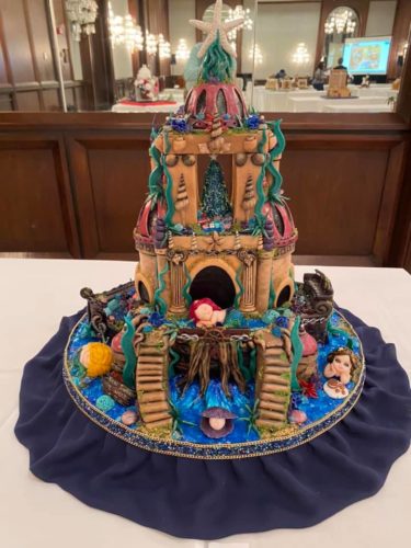 A mermaid's castle made out of gingerbread for savannah's annual contest.