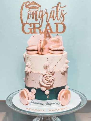 Pink and Gold Congrats Cake