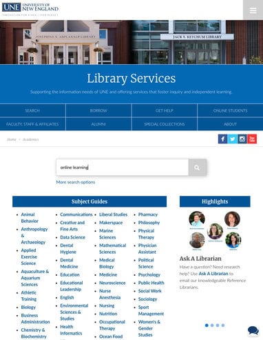 Library Home page