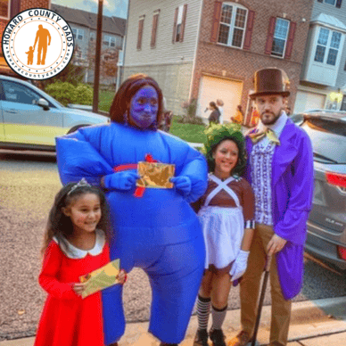 Family group costume of Charlie and the Chocolate Factory