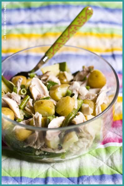 La mia insalata tiepida di pollo, patate e fagiolinu