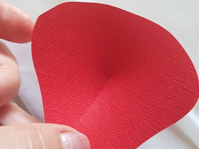 How the paper flower petal looks once glued.