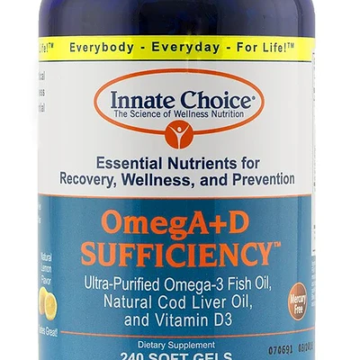 OmegA+D Sufficiency Lemon Fish Oil 240 soft gel capsules