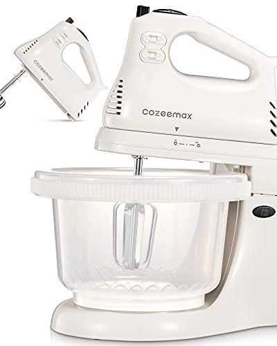 2 in 1 Hand Mixers Kitchen Electric Stand mixer with bowl 3 Quart, electric mixer handheld for Everyday Use, Dough Hooks & Mixer Beaters for Frosting, Meringues & More