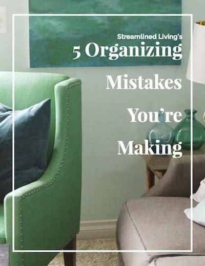 cover of 5 organizing mistakes you're making with green and beige living room