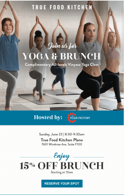 True Food Kitchen yoga email