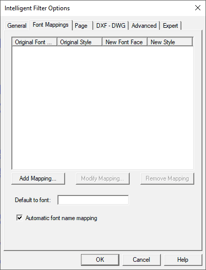 font mapping dialog