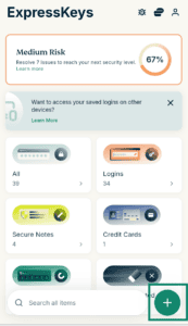 The "plus" button highlighted in ExpressKeys.