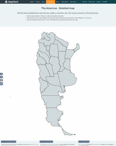 Argentina provinces map isolated