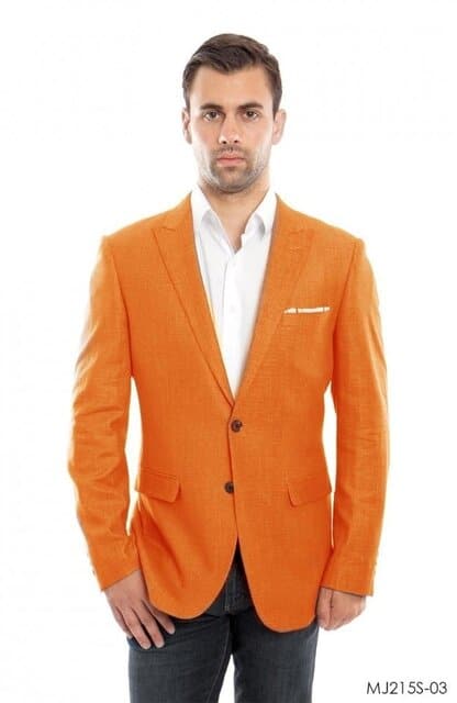 Orange linen jacket clearance