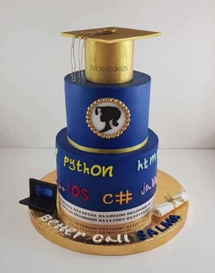 Developer Cake with Gold Cap, graduation cake design