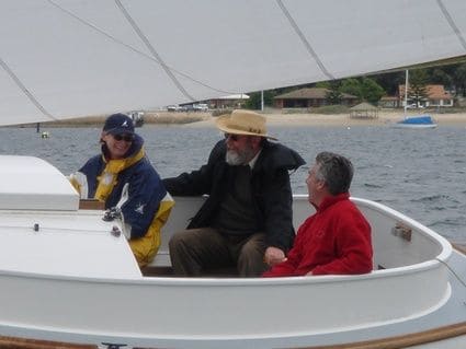 Fenwick Williams Catboat built in strip planking at Port Vincent Boat Show