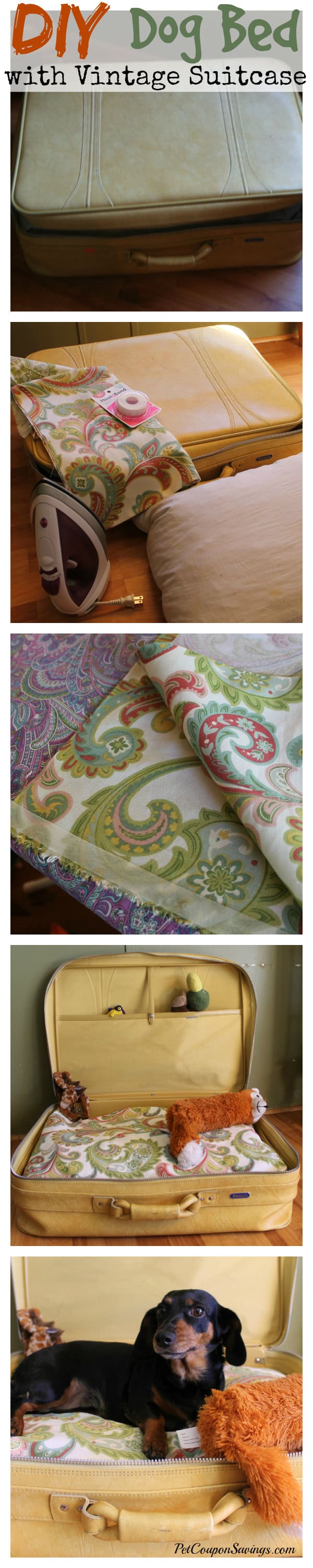 DIY Dog Bed with Vintage Suitcase