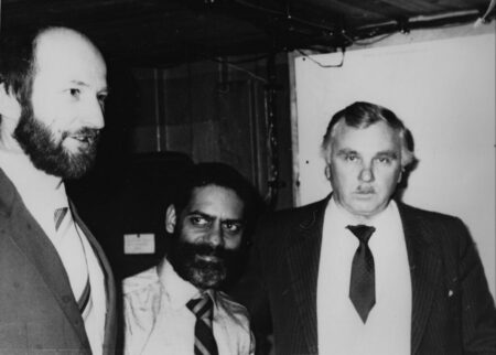 Die Leiter der drei benachbarten Stationen 1991 (v.l.) Gerold Noack (DDR/ BRD), Ashok Hanjura (Indien) und W.M. Loginow (Russland)