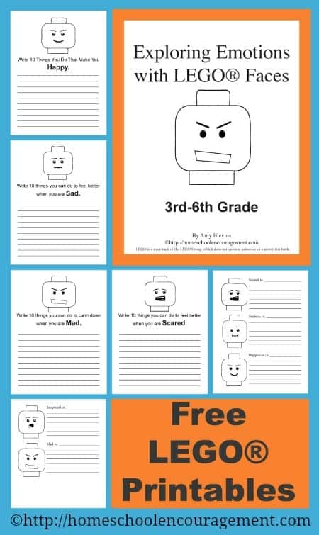 Free LEGO® Printables - a new set of Exploring Emotions with LEGO® Faces perfect for 3rd through 6th grade #homeschool.