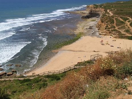 Trails on Ribeira d'Ilhas beach. 