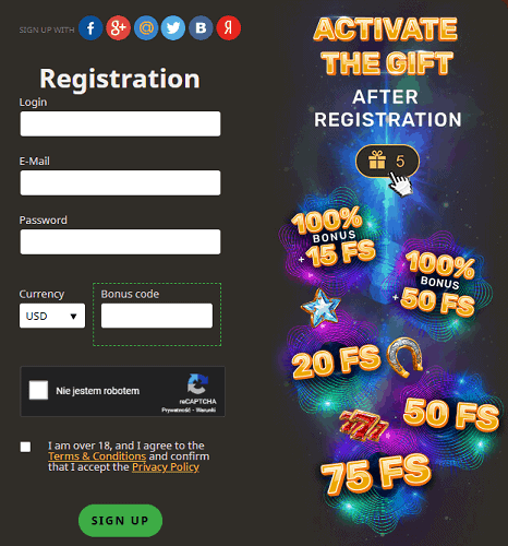 Open your account and get 50 free spins no deposit bonus!