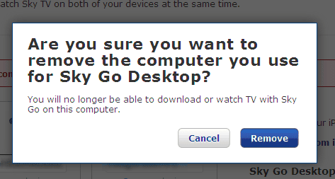 sky go remove a device when required