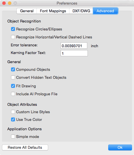 pdf2cad mac advanced conversion options