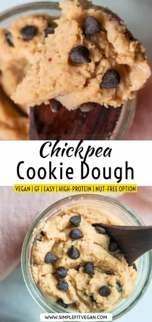 This delicious, easy, vegan beloved dessert can now be healthy! All you need is a can of chickpeas and 10 minutes! #chickpeacookiedough #cookiedough #vegan