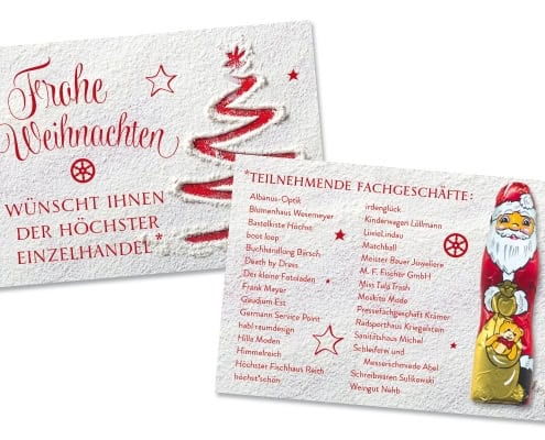 Karte für die Weihnachtsaktion des Höchster Einzelhandels 2018, Vorder- und Rückseite