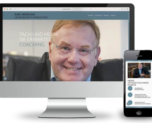 Webdesign für Axel Wessling Leadership Consulting, Ansicht Monitor und Smartphone