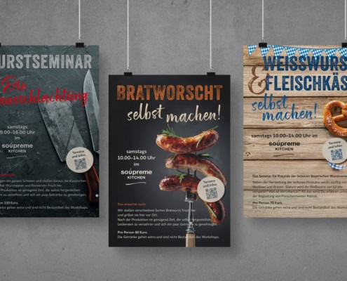 Design von Werbepostern für Wurstseminare von Soupreme Kitchen, Offenbach