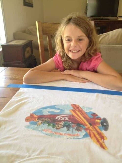 Anna (age 8) with her taped t-shirt