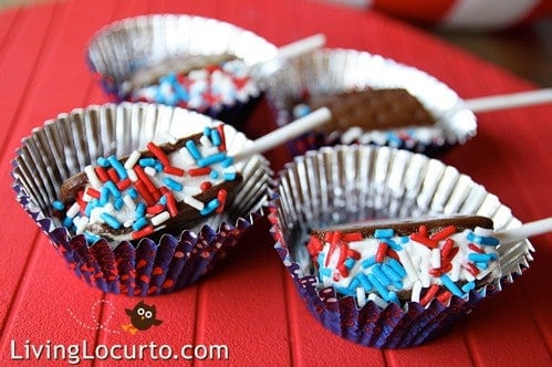 Red White and Blue Ice Cream Sandwich Pops