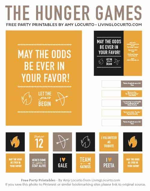 The Hunger Games Free Party Printables by LivingLocurto.com