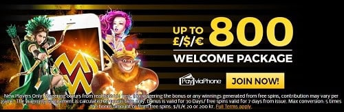 MobileWins welcome bonus and free spins