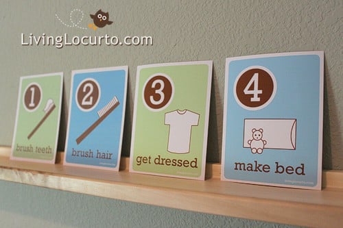 Free Printable Morning Flash Cards for Kids by LivingLocurto.com