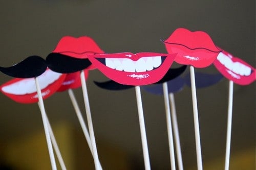 Free Printable Lips & Mustache Photo Props by Amy Locurto http://LivingLocurto.com 