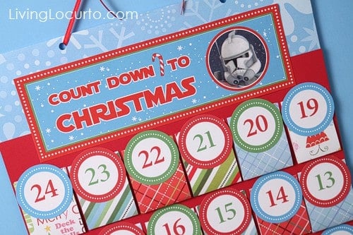 Printable DIY Christmas Advent Calendar. Personalize each day before printing! Choose from Santa, Nativity or Star Wars themes. Fun Holiday Paper craft.