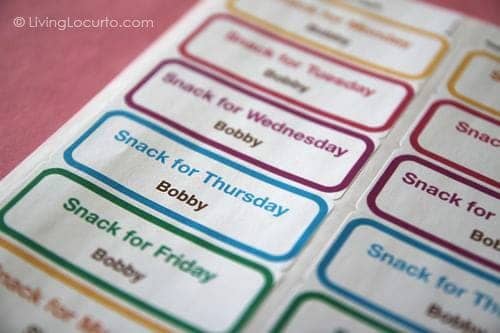 Free Printable School Snack Labels