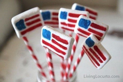 American Flag Marshmallow Pops -  Easy Edible Craft LivingLocurto.com