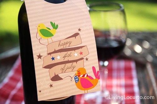 Free Party Printable Wine Tag for July 4th - Living Locurto