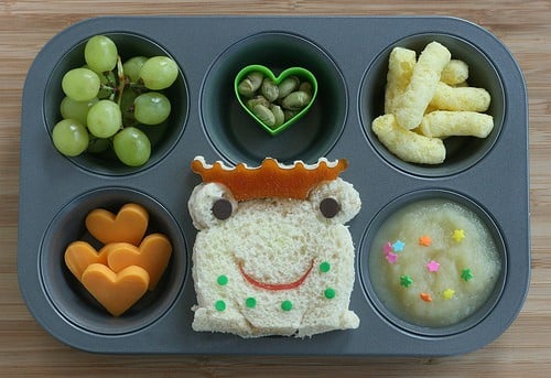 frog muffin tin lunch for kids