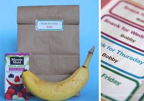 Free School Snack Labels - Back to School Free Printables