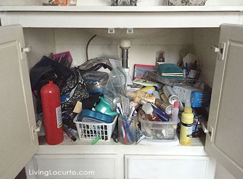 Great Organizing Ideas for your Bathroom! Cabinet Bathroom Organization Makeover - Before and After photos. LivingLocurto.com