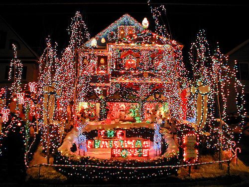 Holiday lights on a house