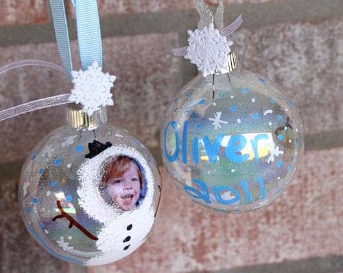 DIY Snowman Photo Ornaments