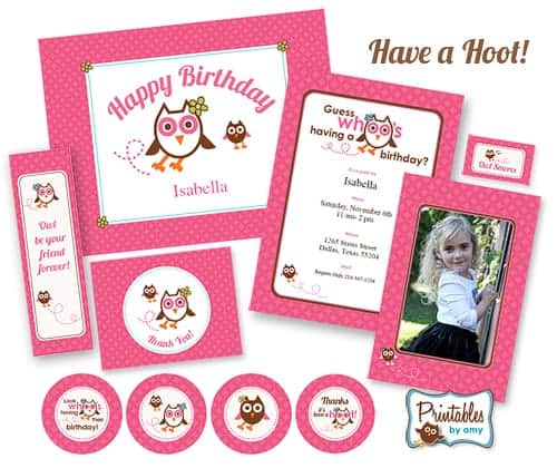 Pink Owl Birthday Party - Printables by Amy at Living Locurto