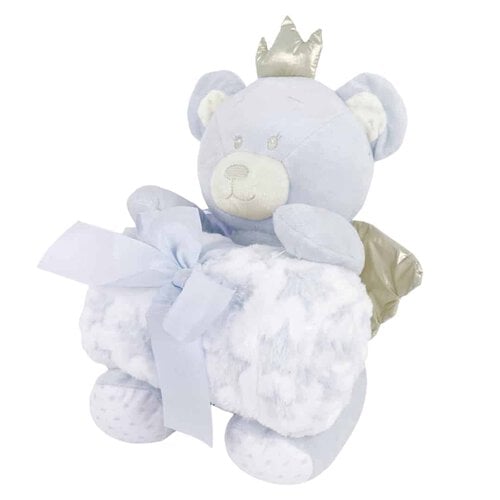 Manta con peluche oso beige