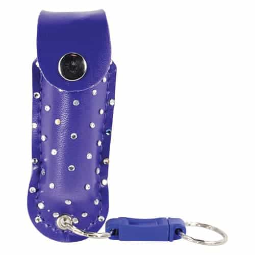 Pepper Shot 1.2% MC 1/2 oz Rhinestone Leatherette Holster Quick Release Keychain - Image 13