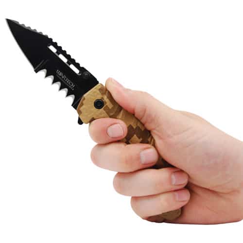 Folding Knife Spring Assisted Brown Digital Camo